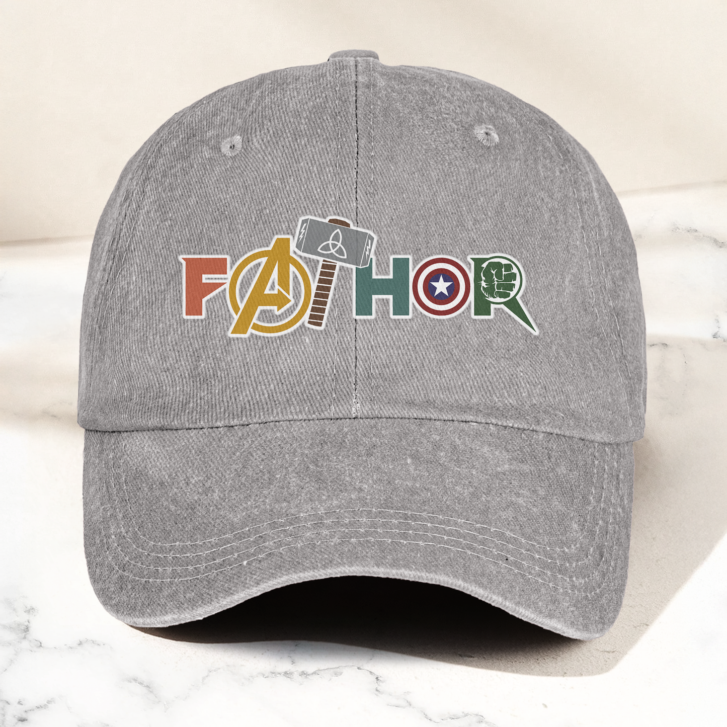FATHOR Denim Cap – Superhero Dad Hat Gift ( With Box )