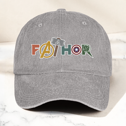 FATHOR Denim Cap – Superhero Dad Hat Gift ( With Box )