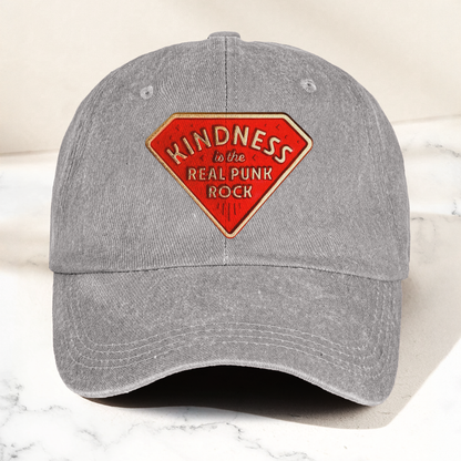 Kindness is the Real Punk Rock Denim Cap – Retro Punk Rock Music Fan Cap Gift For Dad (With Box)