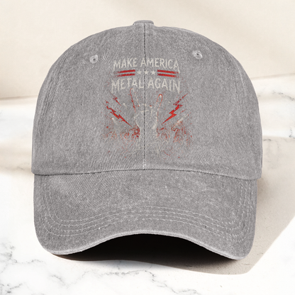 Make America Metal Again Denim Cap – Heavy Metal Emo Dad Cap Gift For Dad (With Box)