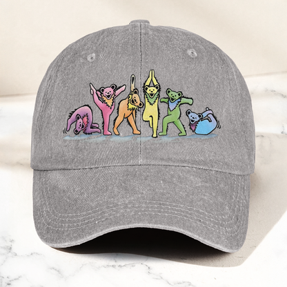 Grateful Dead  Dancing Bears Yoga Tickets Denim Cap – Retro Punk Rock Music Fan Cap Gift For Dad (With Box)