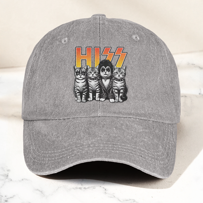 Hiss Cats Rock Kittens Denim Cap – Retro Hiss Band Merch Gift for Dad (With Box)