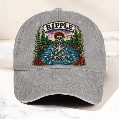 Grateful Dead Ripple Lyrics Skeleton River Nature Denim Cap – Retro Vintage Dad Cap Gift For Dad (With Box)