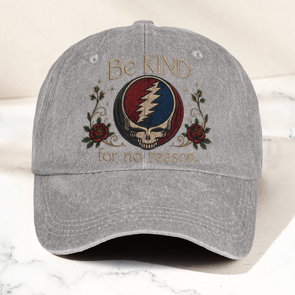 Grateful Dead Be Kind For No Reason Steal Your Face Lightning Skull Denim Cap – Retro Vintage Dad Cap Gift For Dad (With Box)