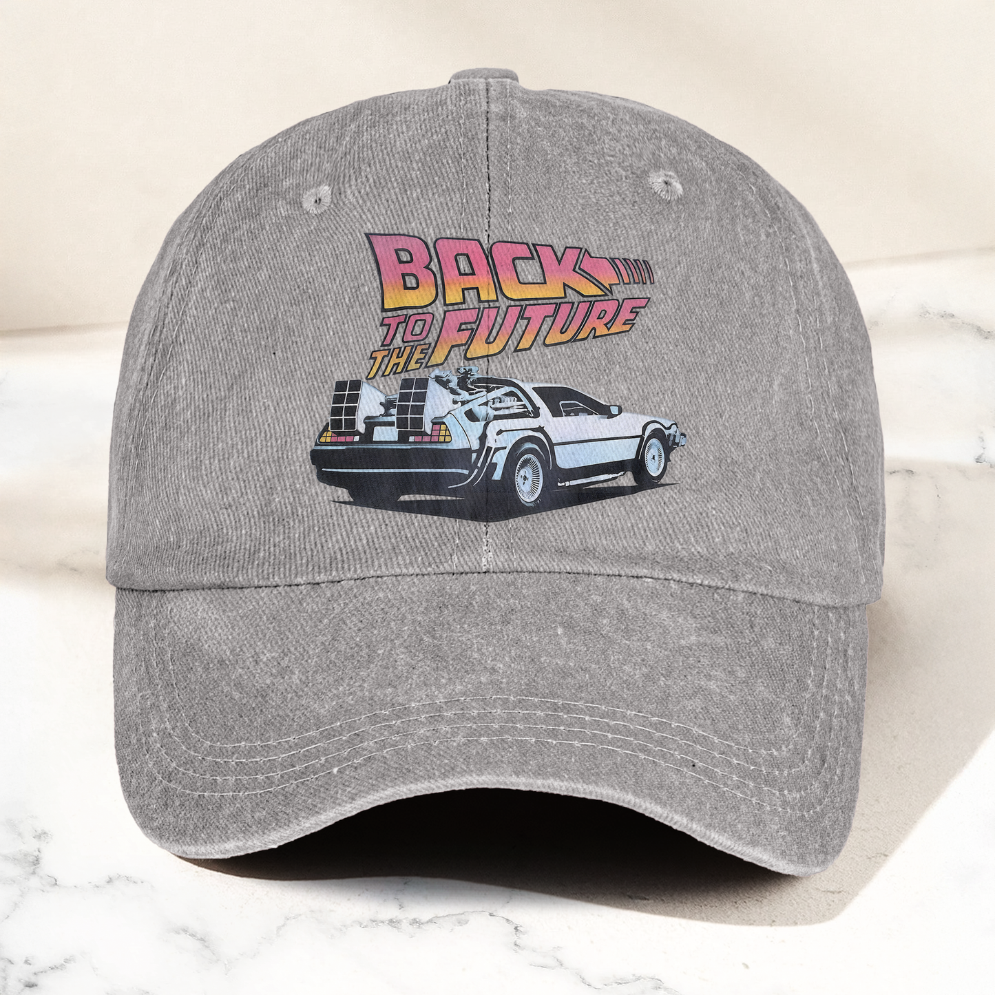 DeLorean Back to the Future Denim Cap – Classic Movie Inspired Style Dad Hat (With Box)