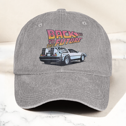 DeLorean Back to the Future Denim Cap – Classic Movie Inspired Style Dad Hat (With Box)
