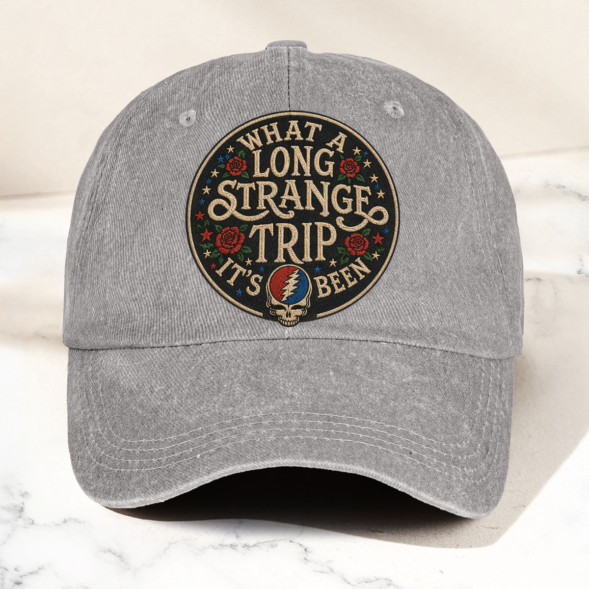 Grateful Dead What A Long Strange Trip It's Been Denim Cap – Retro Vintage Dad Cap Gift For Dad (With Box)