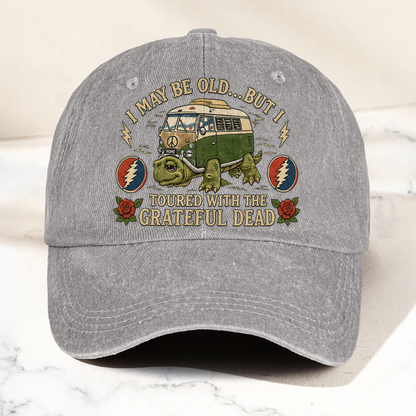 Grateful Dead I May Be Old But I Toured Bus Terrapin Denim Cap – Retro Vintage Dad Cap Gift For Dad (With Box)