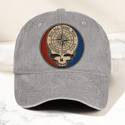 Grateful Dead Skull Not All Those Who Wander Are Lost Denim Cap – Retro Vintage Dad Cap Gift For Dad (With Box)