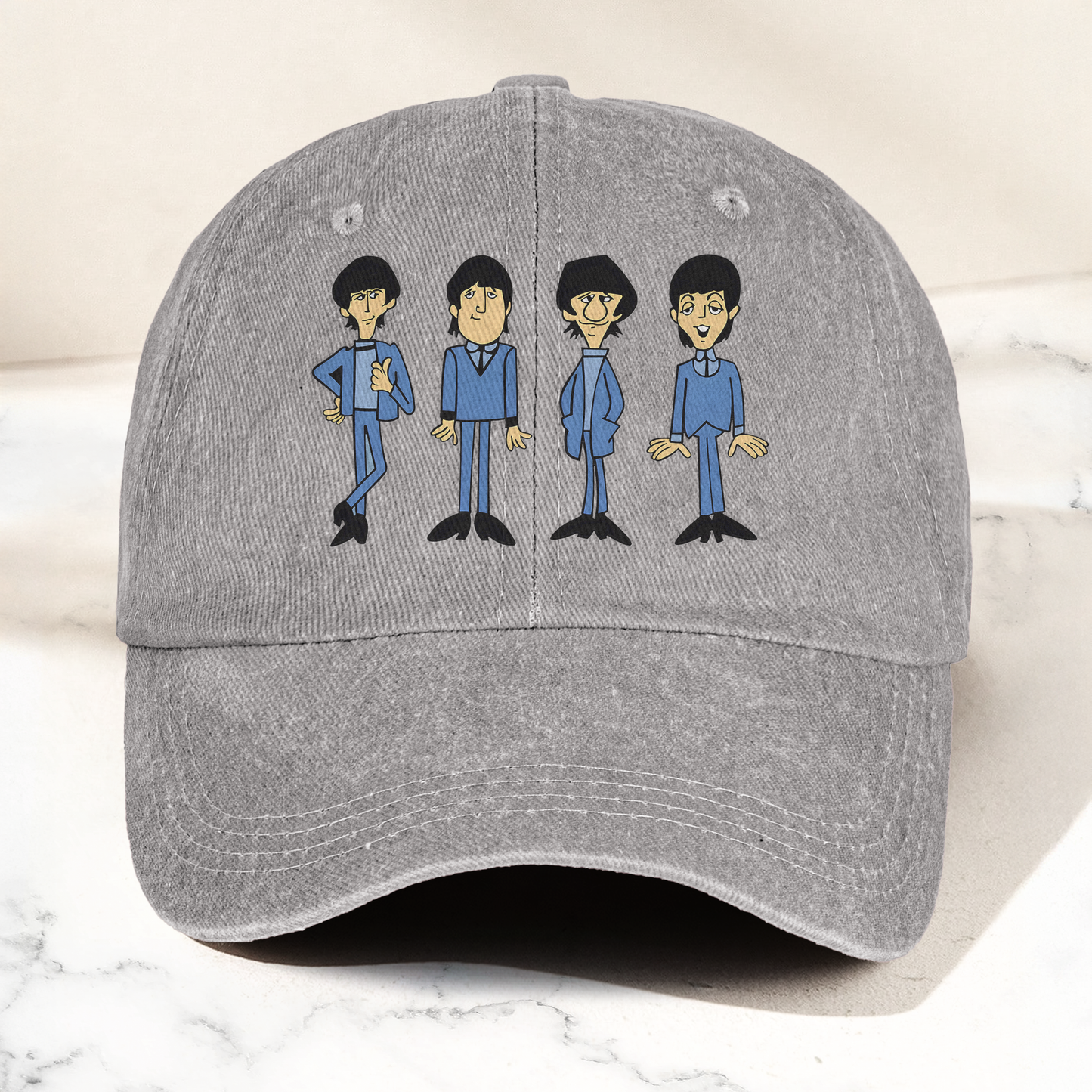 The Beatles Cartoon Series Denim Cap – Retro The Beatles Tribute Merch Dad Hat (With Box)
