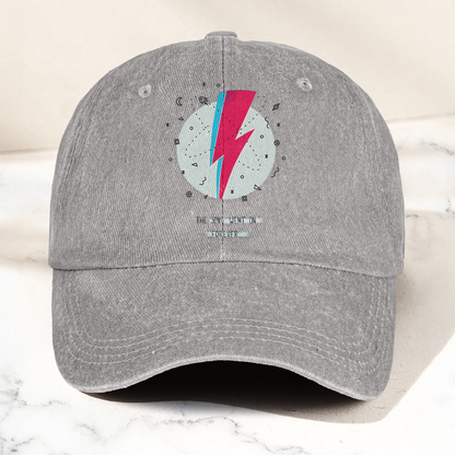 David Bowie Inspired Lightning Bolt Ziggy Stardust Denim Cap – Retro Music Fan Cap Gift For Dad (With Box)
