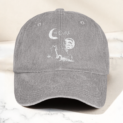 The Cure Vintage Cat Moon Denim Cap – Vintage The Cure Band Album Merch Gift for Dad (With Box)