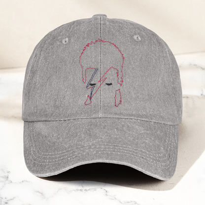 David Bowie Ziggy Stardust Rebel Rebel Line Graphic Denim Cap – Retro Music Fan Cap Gift For Dad (With Box)