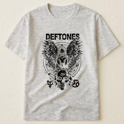 Deftones Owl and Skull T-Shirt – Retro Rock Music Band Deftones Merch Tee