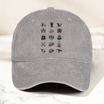 Talking Heads Symbols Cap – Vintage Washed Black Dad Hat, Minimalist Alternative Rock Icon Hat (With Box)