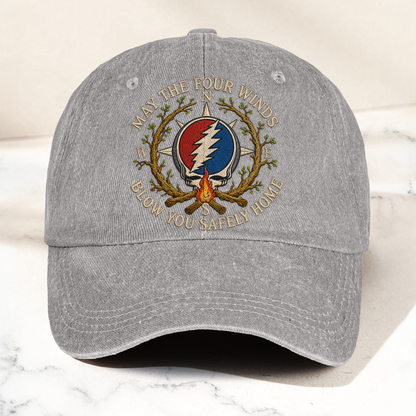 Grateful Dead May The Four Winds Blow You Safely Home Denim Cap – Retro Vintage Dad Cap Gift For Dad (With Box)