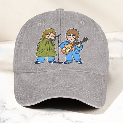 Noel & Liam Gallagher Oasis Denim Cap – Vintage Oasis Merch Gift for Dad (With Box)