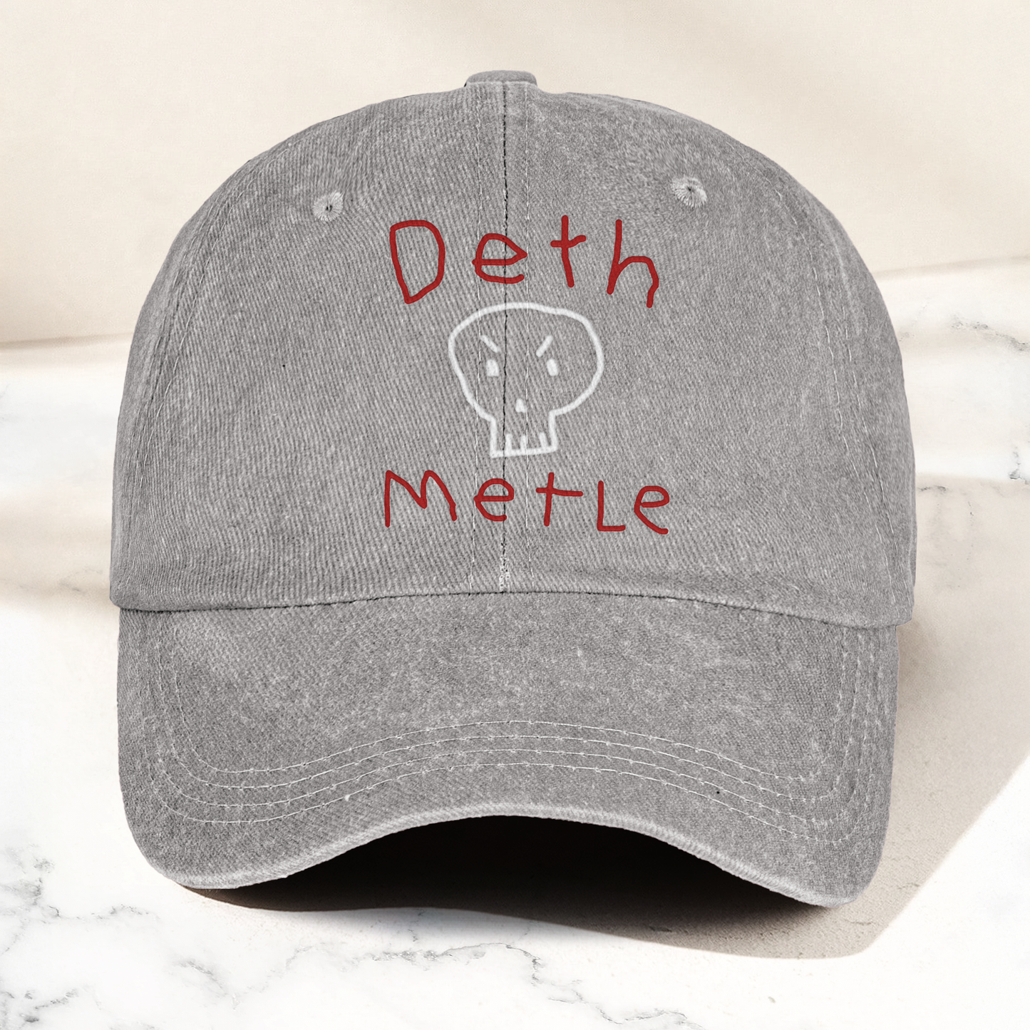 Death Metal Skull Deth Metle Denim Cap – Heavy Metal Emo Dad Cap Gift For Dad (With Box)
