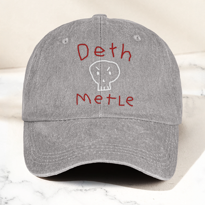Death Metal Skull Deth Metle Denim Cap – Heavy Metal Emo Dad Cap Gift For Dad (With Box)