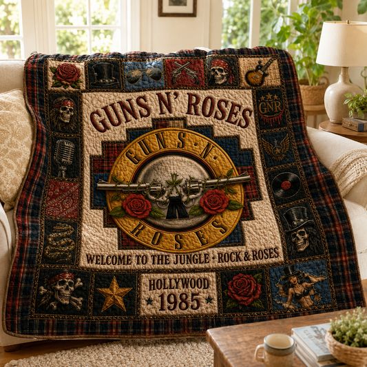 Gun N' Roses Quilt Blanket – Iconic Dual Gun Symbol Inspired High Quality Quilt Blanket