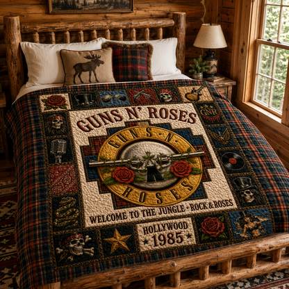 Gun N' Roses Quilt Blanket – Iconic Dual Gun Symbol Inspired High Quality Quilt Blanket