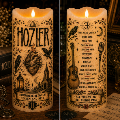 Hozier LED Flameless Candle – Folk Rock Music Decorative Candle with Warm Flickering Light