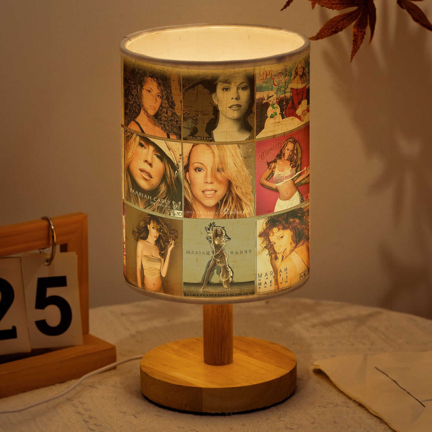 Mariah Carey Album Cover Collage Table Fabric Lamp – Pop & R&B Diva Home Decor