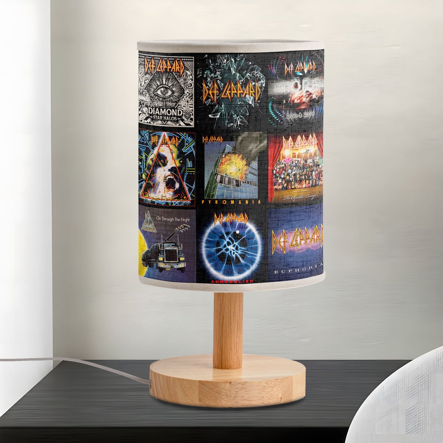 Def Leppard Album Cover Collage Table Lamp – Rock Band Home Decor