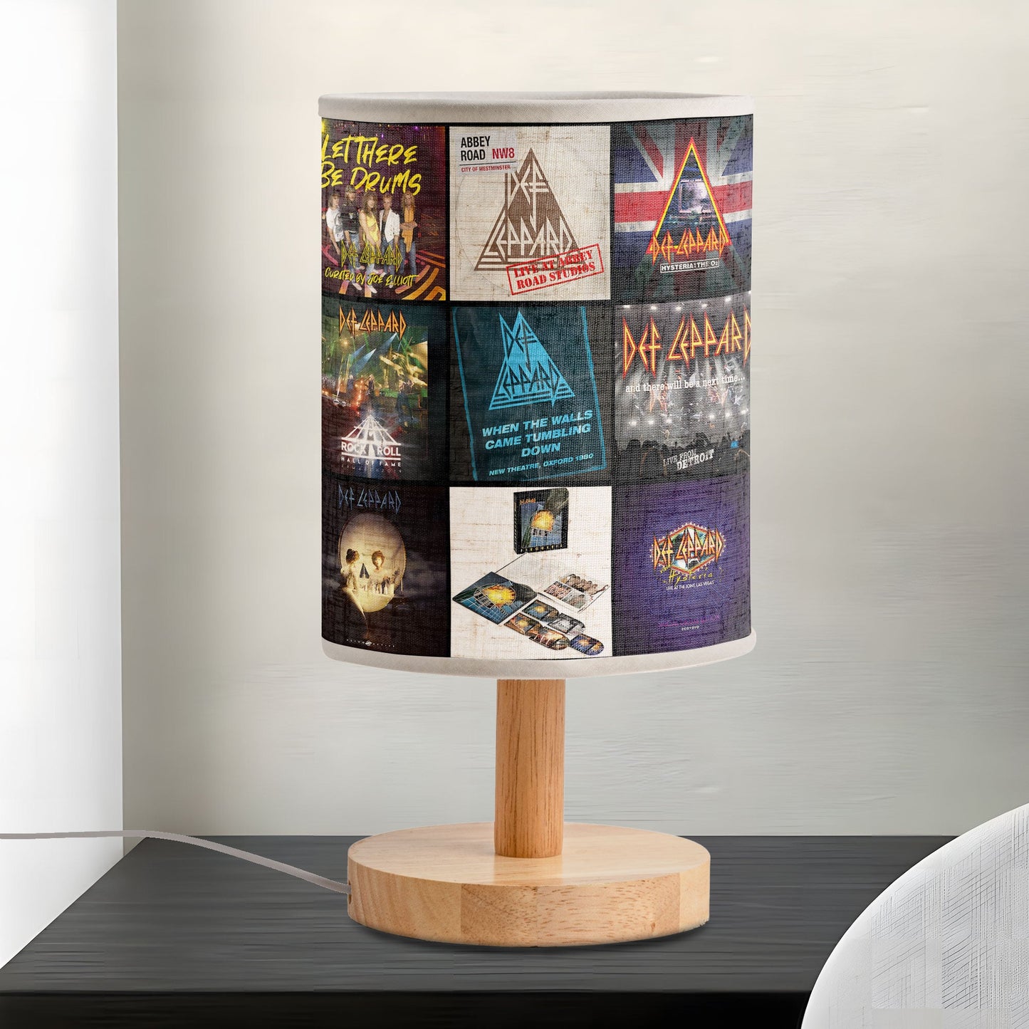 Def Leppard Album Cover Collage Table Lamp – Rock Band Home Decor