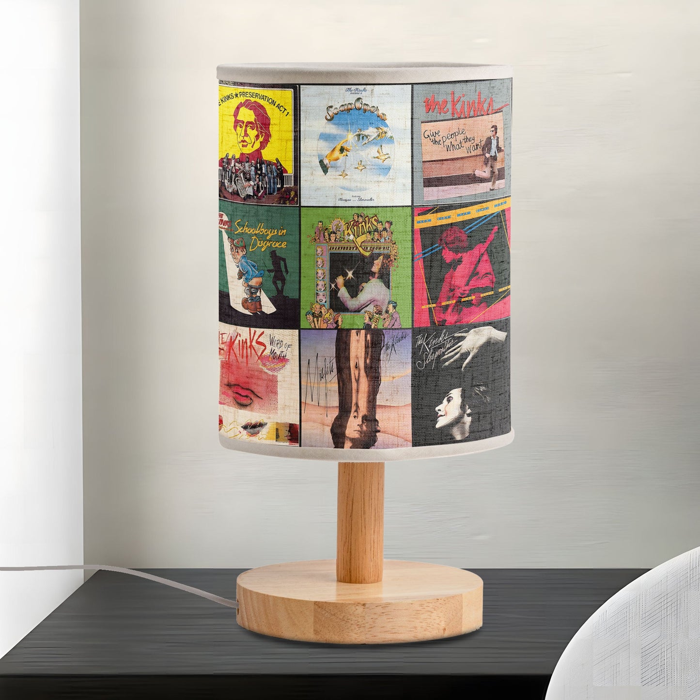 ?? The Kinks Album Collage Fabric Lamp – Retro Rock Room Decor for Music Lovers
