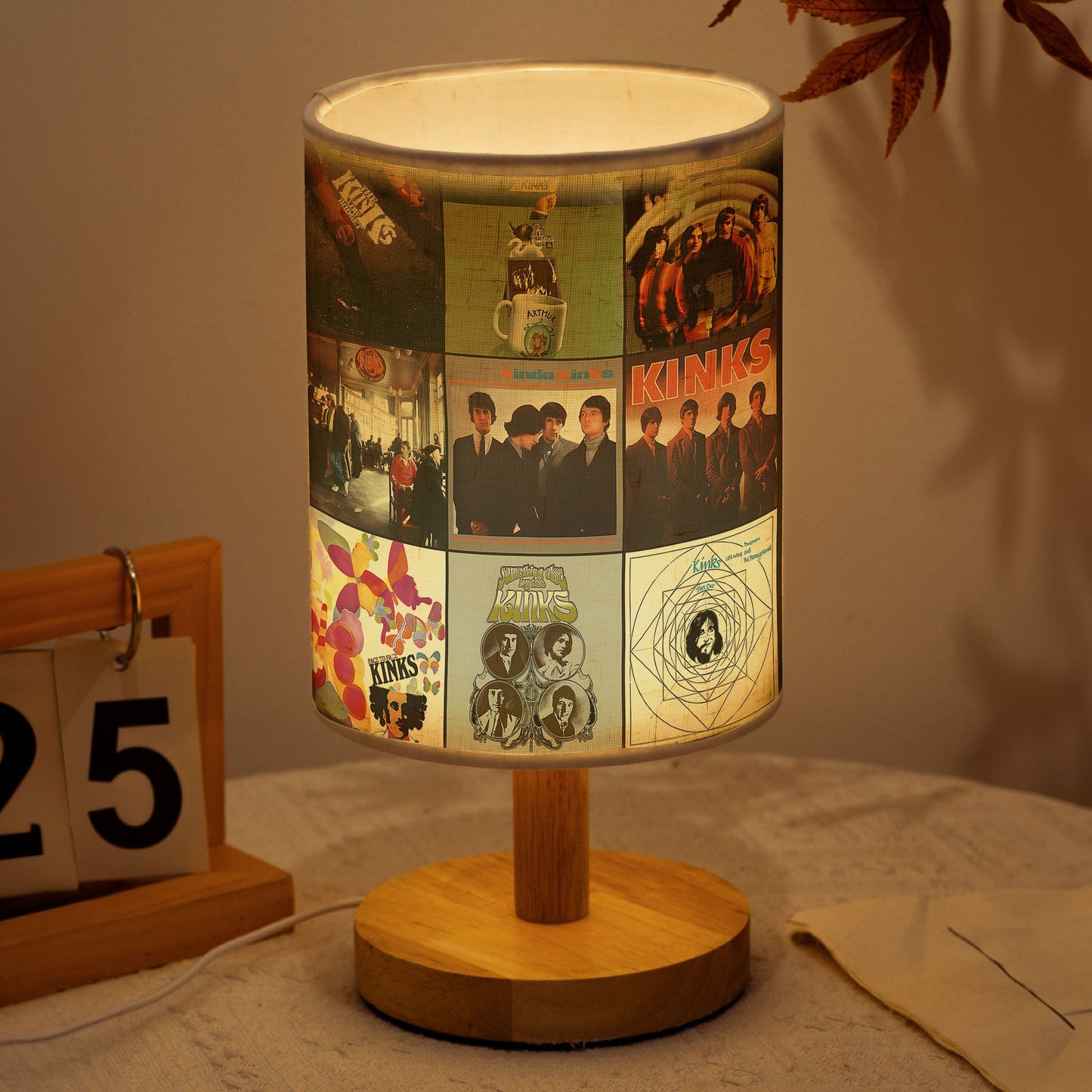 ?? The Kinks Album Collage Fabric Lamp – Retro Rock Room Decor for Music Lovers