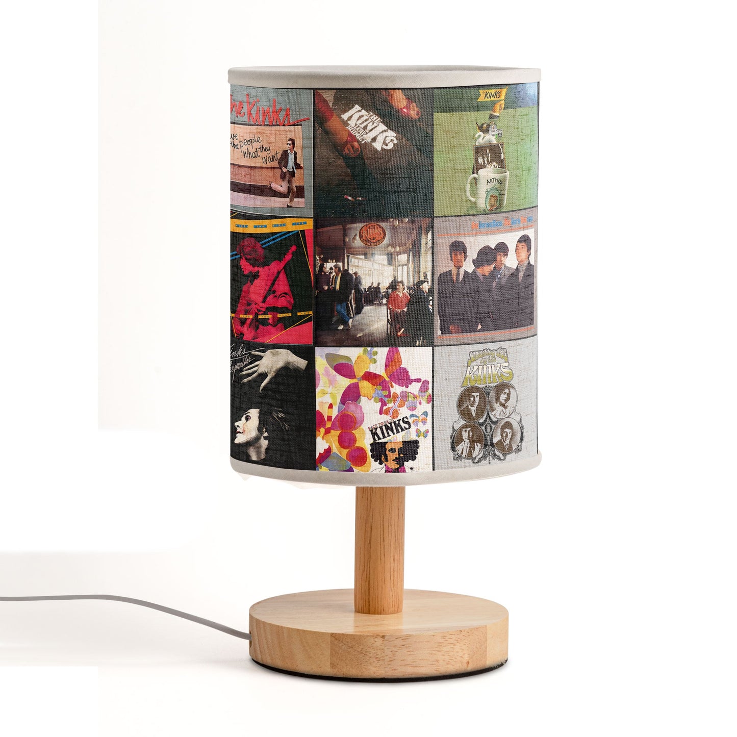?? The Kinks Album Collage Fabric Lamp – Retro Rock Room Decor for Music Lovers
