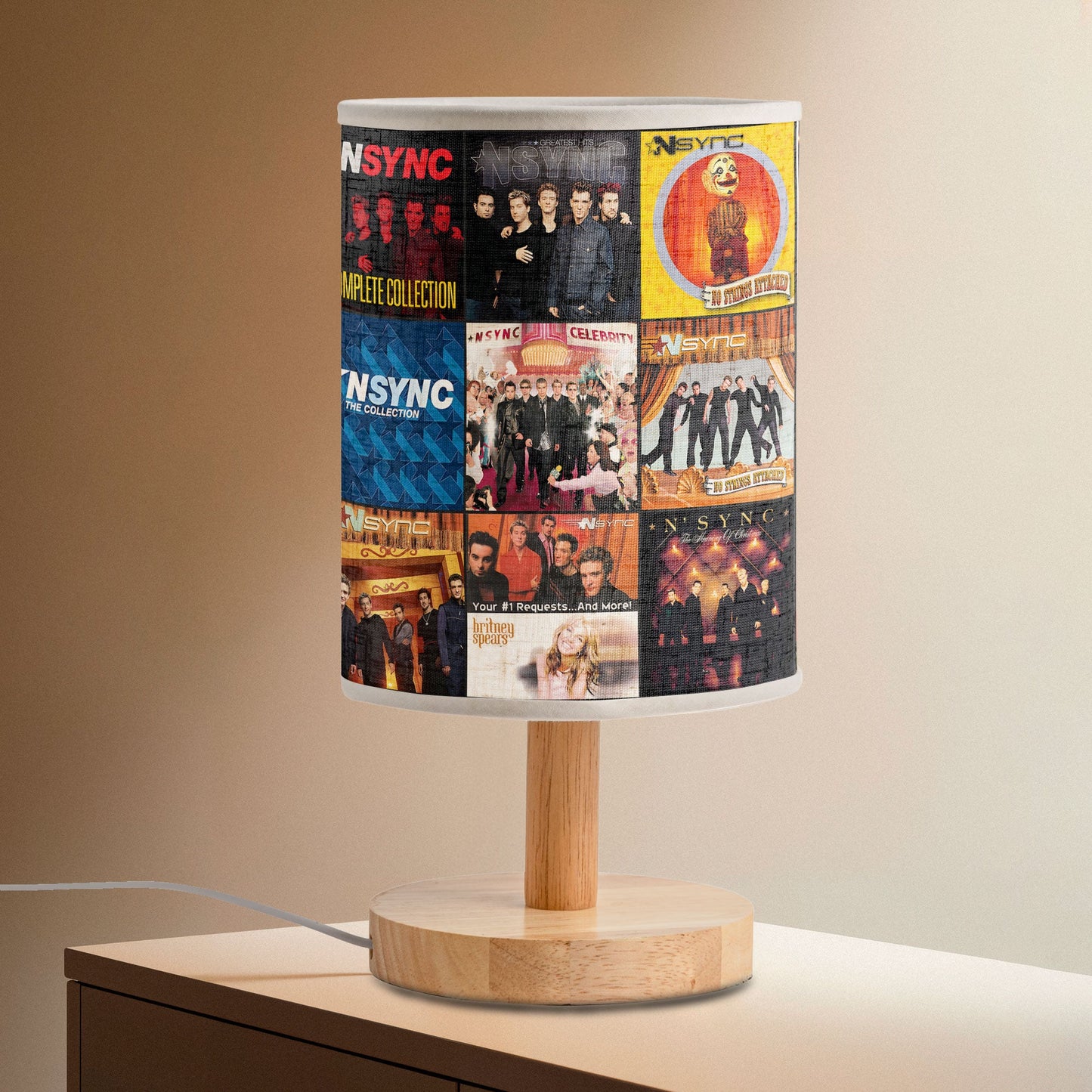 ? NSYNC Album Collage Fabric Lamp – 2000s Pop Nostalgia Room Decor for True Fans