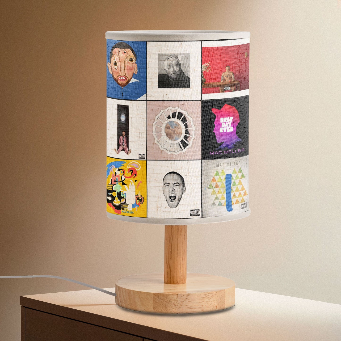 ?? Mac Miller Album Collage Fabric Lamp – Tribute Lighting for True Fans