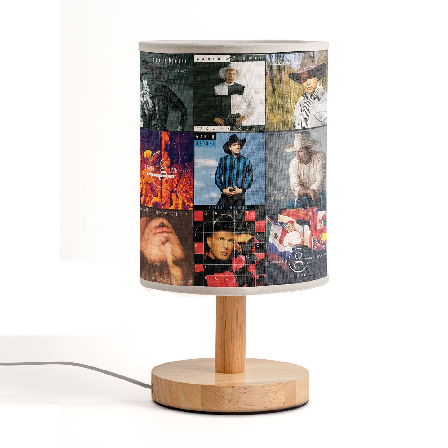 ?? Garth Brooks Album Collage Fabric Lamp – Country Music Legend Light