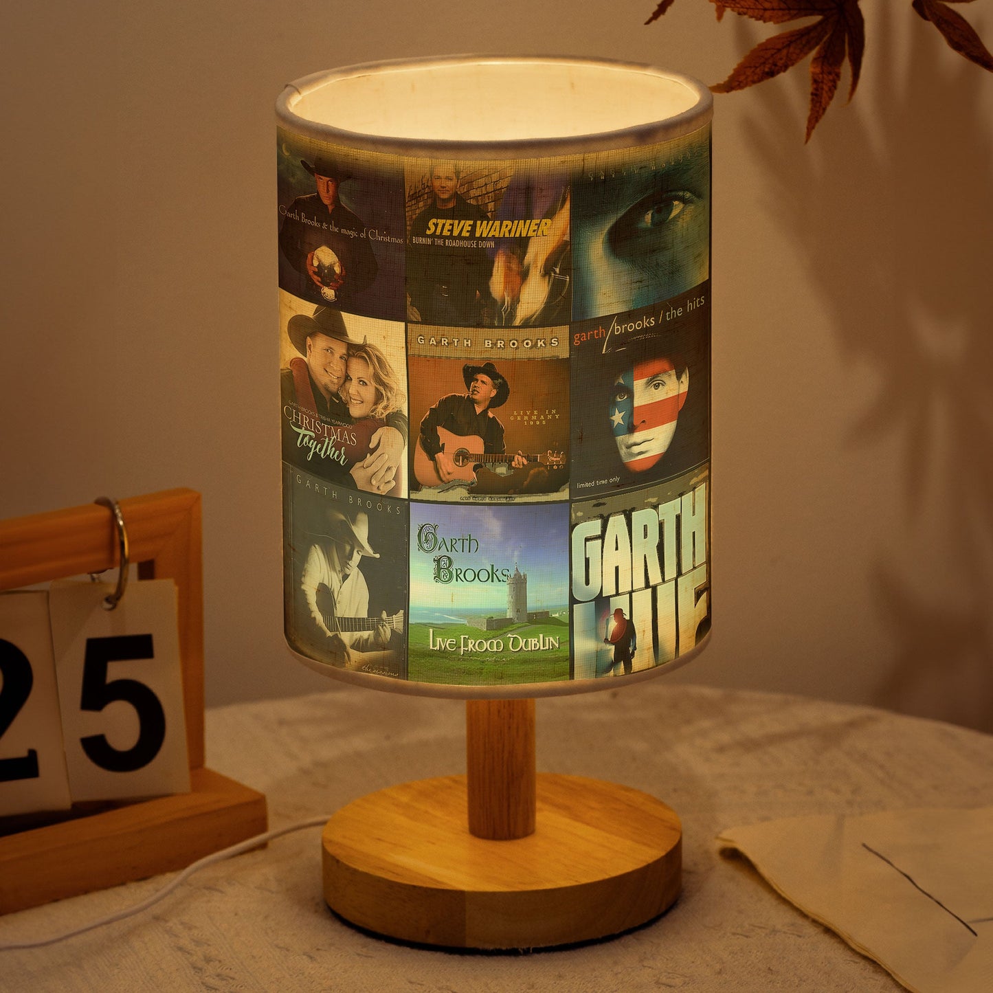 ?? Garth Brooks Album Collage Fabric Lamp – Country Music Legend Light