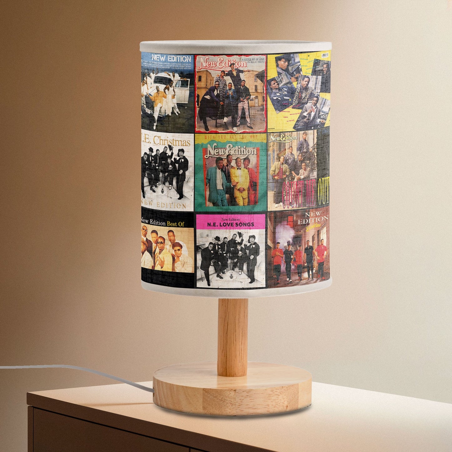 ?? New Edition Album Collage Fabric Lamp – 80s R&B Retro Light