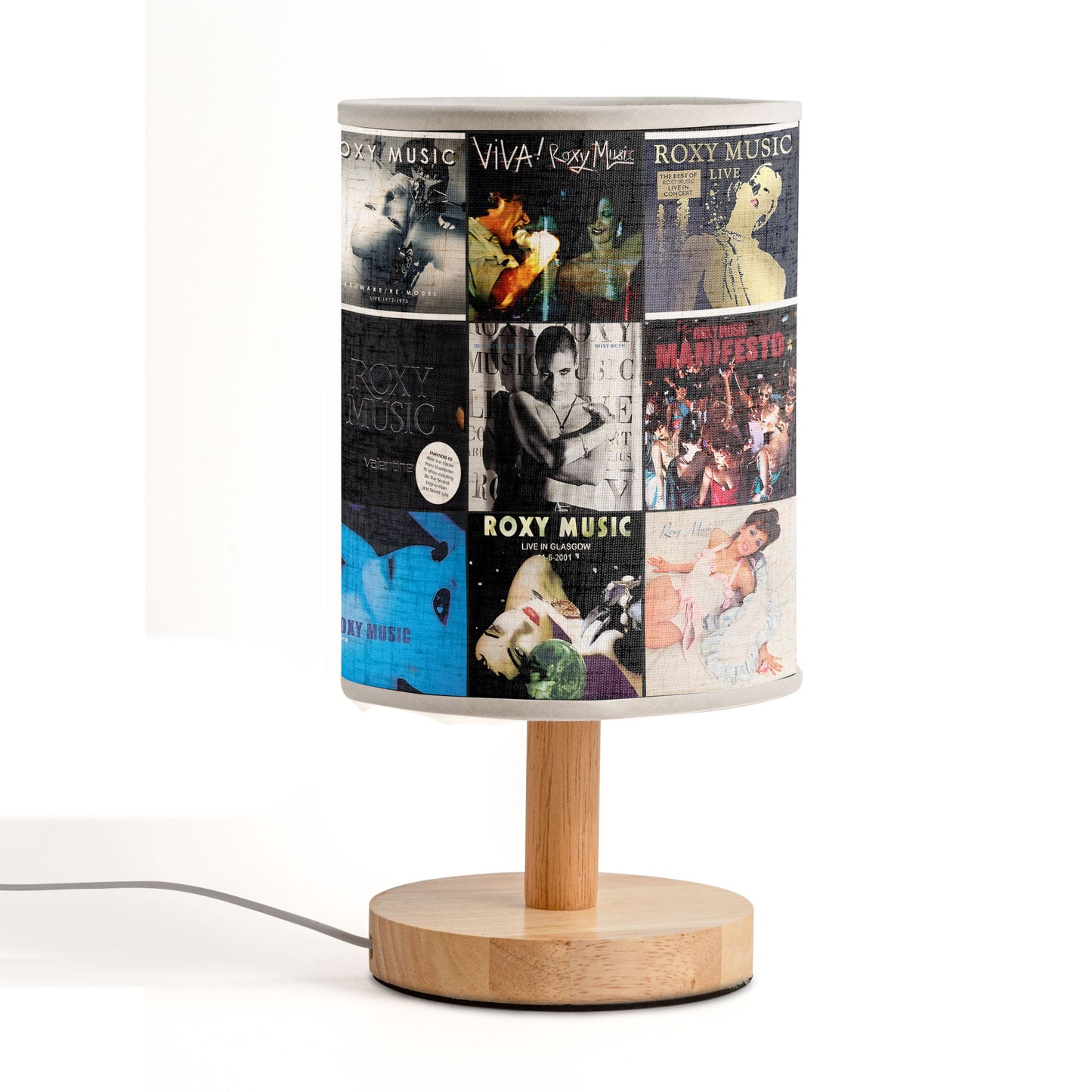 ? Roxy Music Album Collage Fabric Lamp – Glam Rock Nostalgia Light