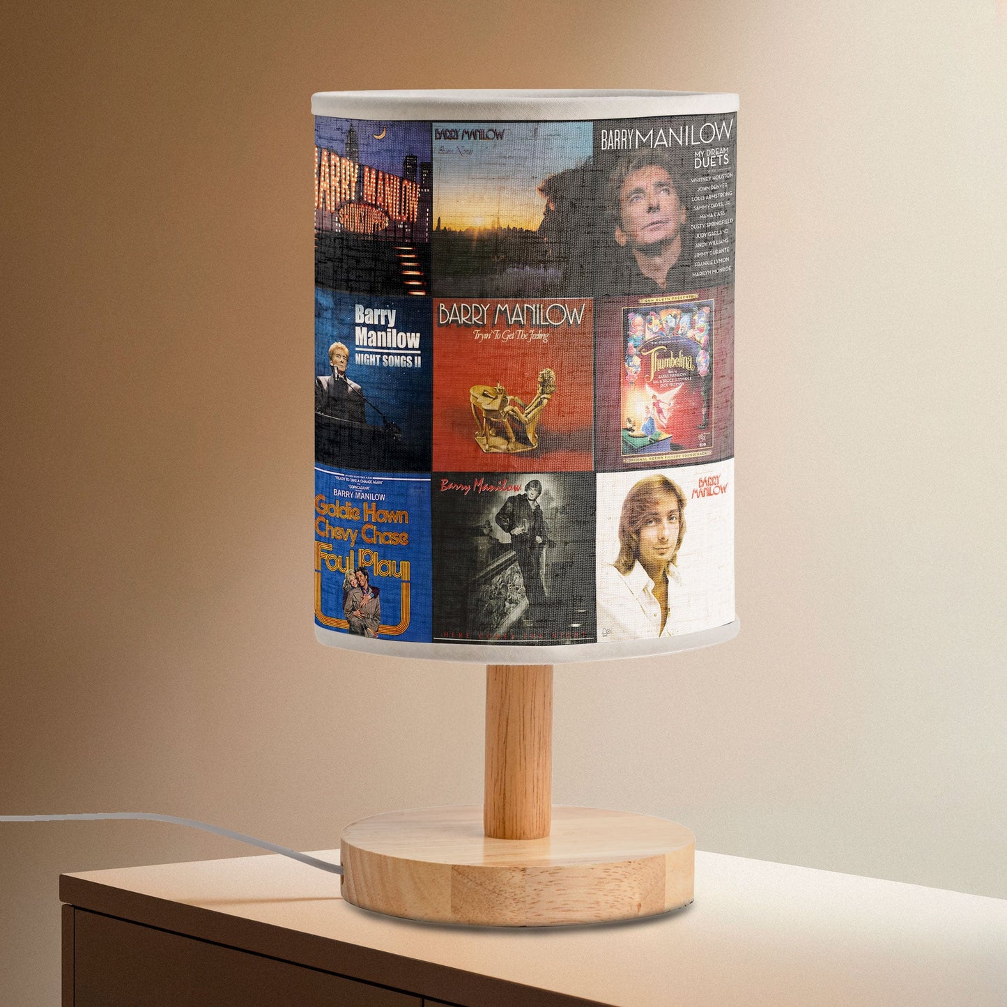 Barry Manilow Album Collage Lamp – Classic Pop Nostalgia Light