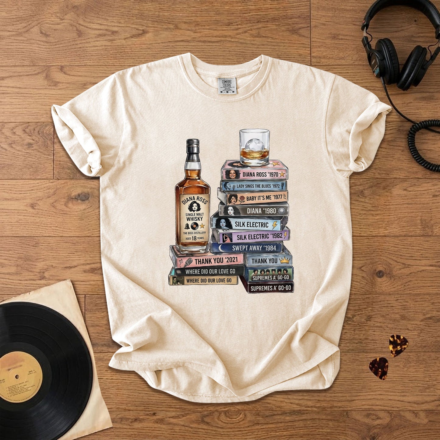 Diana Ross Cassette Album Collection T-Shirt – Retro Rock Music Diana Ross Merch Tee