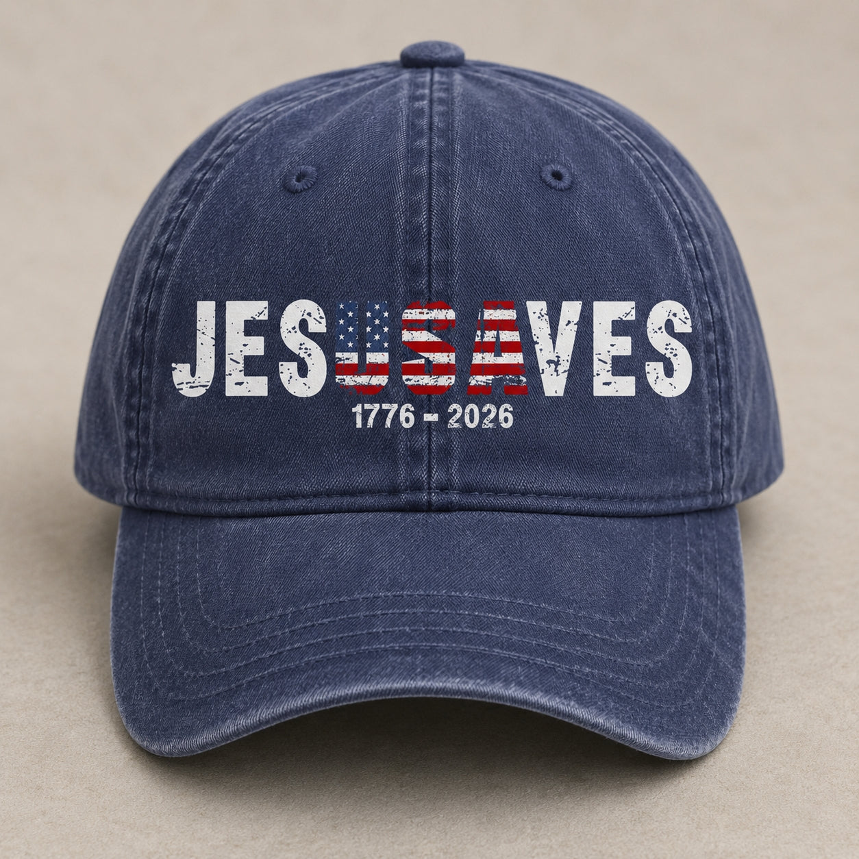 Jesus Saves 1776 2026 American Flag Patriotic Denim Cap – 4th Of July Father's Day Gift Apparel (With Box)