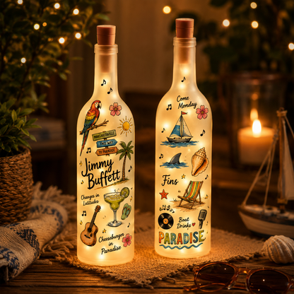 Jimmy Buffett Bottle Lamp – Tropical Paradise LED Wine Bottle Lamp For Parrothead Fans