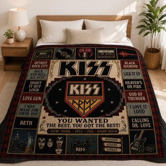 KISS Army New York 1973 Quilt Blanket – Rock And Roll All Nite Vintage High Quality Blanket