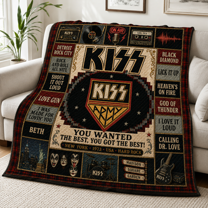 KISS Army New York 1973 Quilt Blanket – Rock And Roll All Nite Vintage High Quality Blanket