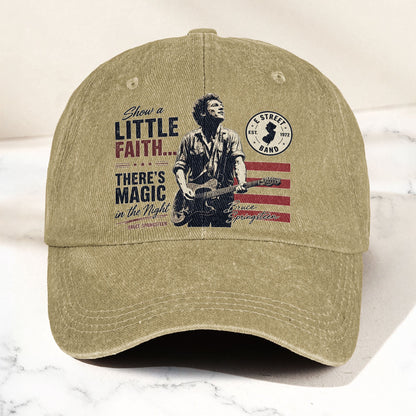 Bruce Springsteen Thunder Road Lyrics There's Magic In The Night Denim Cap – Retro Vintage Dad Cap Gift For Dad (With Box)