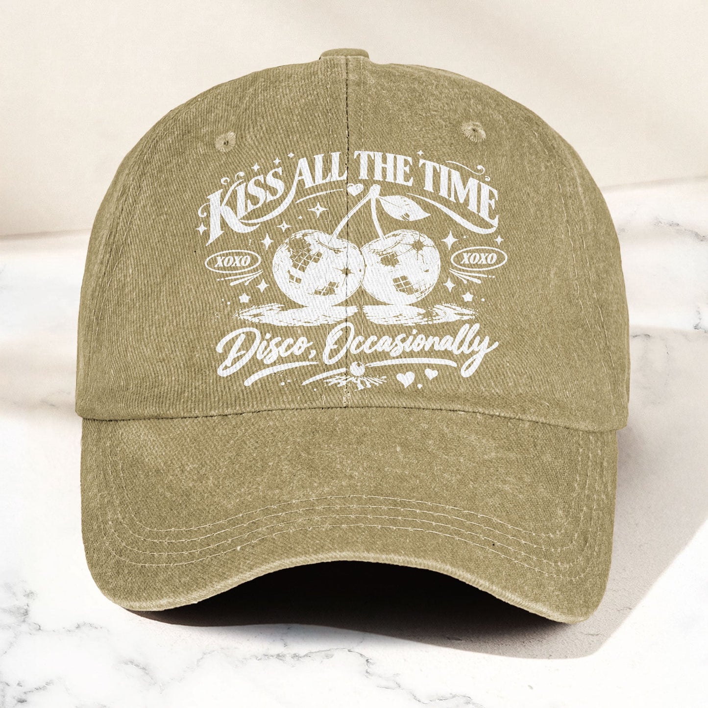 Harry Styles Kiss All The Time Disco Occasionally Denim Cap – Retro Vintage Dad Cap Gift For Dad (With Box)