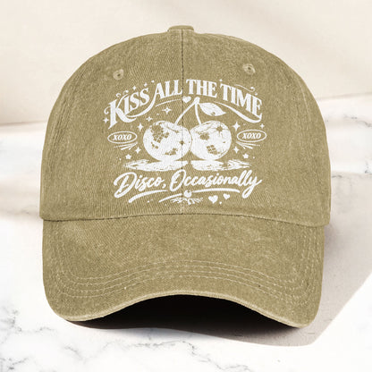Harry Styles Kiss All The Time Disco Occasionally Denim Cap – Retro Vintage Dad Cap Gift For Dad (With Box)