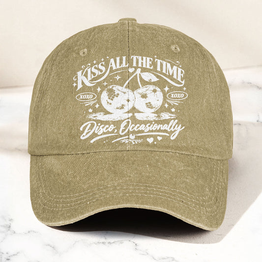Harry Styles Kiss All The Time Disco Occasionally Denim Cap – Retro Vintage Dad Cap Gift For Dad (With Box)