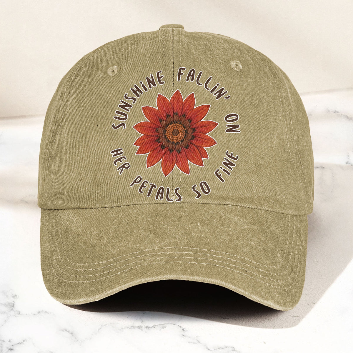 Grateful Dead Red Daisy Sunshine Fallin' On Her Petals So Fine Lyrics Music Merch Denim Cap – Retro Vintage Dad Cap Gift For Dad (With Box)