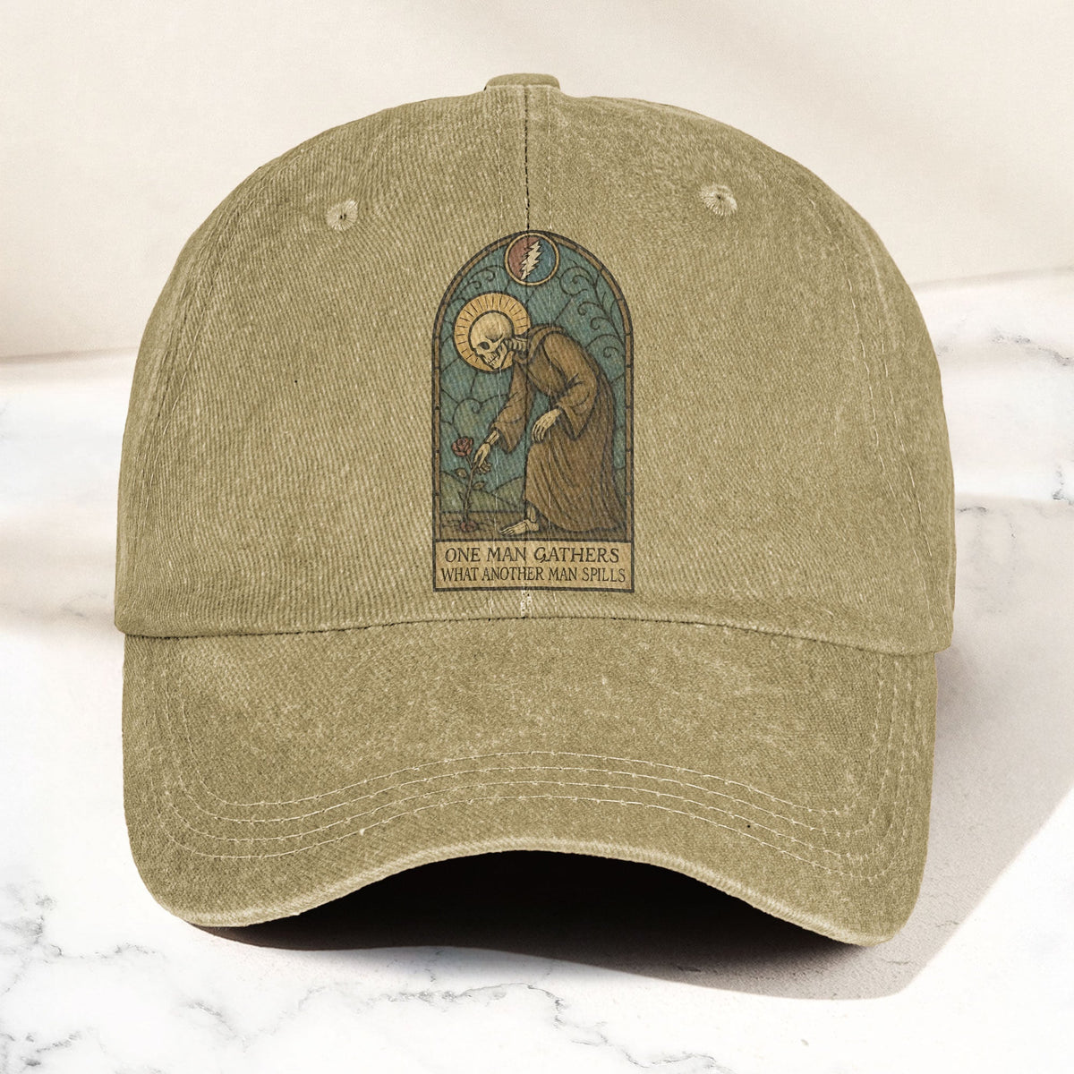 Grateful Dead St Stephen One Man Gathers Lyrics Stained Glass Denim Cap – Retro Vintage Dad Cap Gift For Dad (With Box)